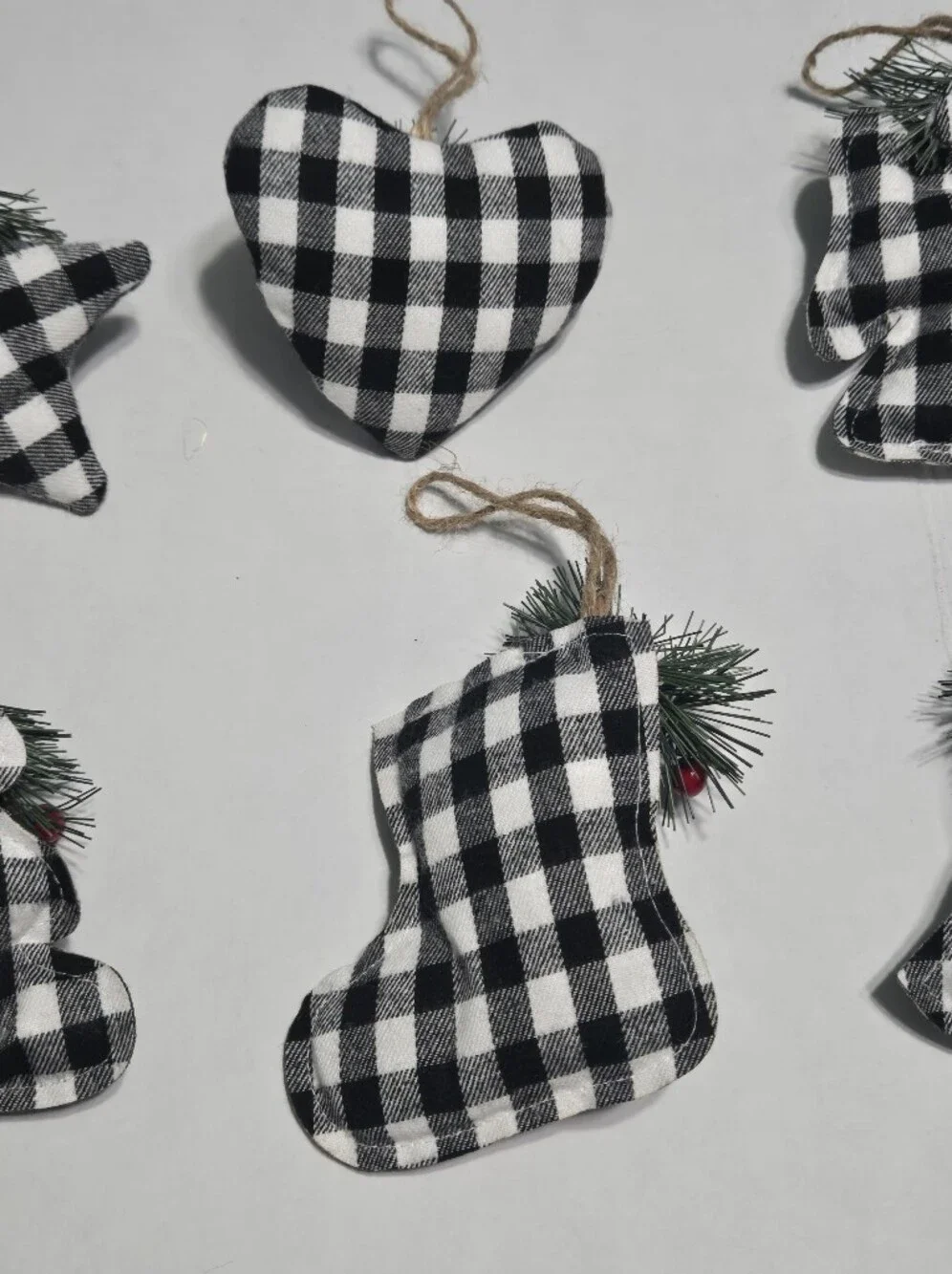Set of 12 Holiday Style Buffalo Plaid Christmas Ornaments